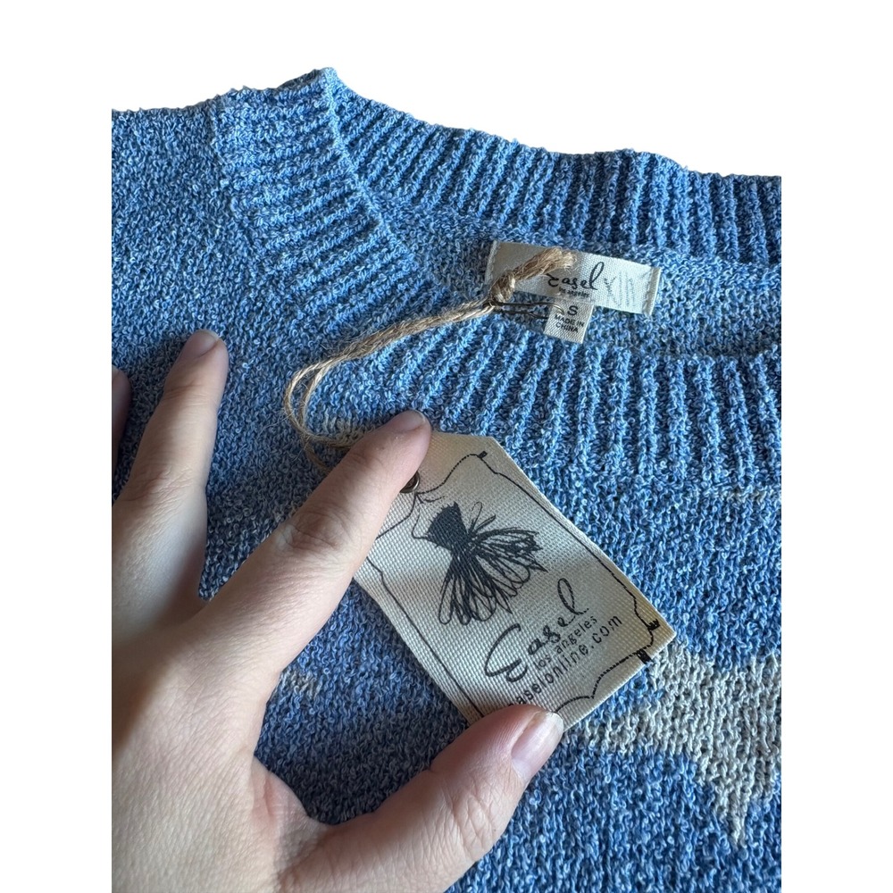 Easel Blue Star‎ Print Knit Sweater Womens Small NWT Crewneck Pullover - Picture 2 of 5